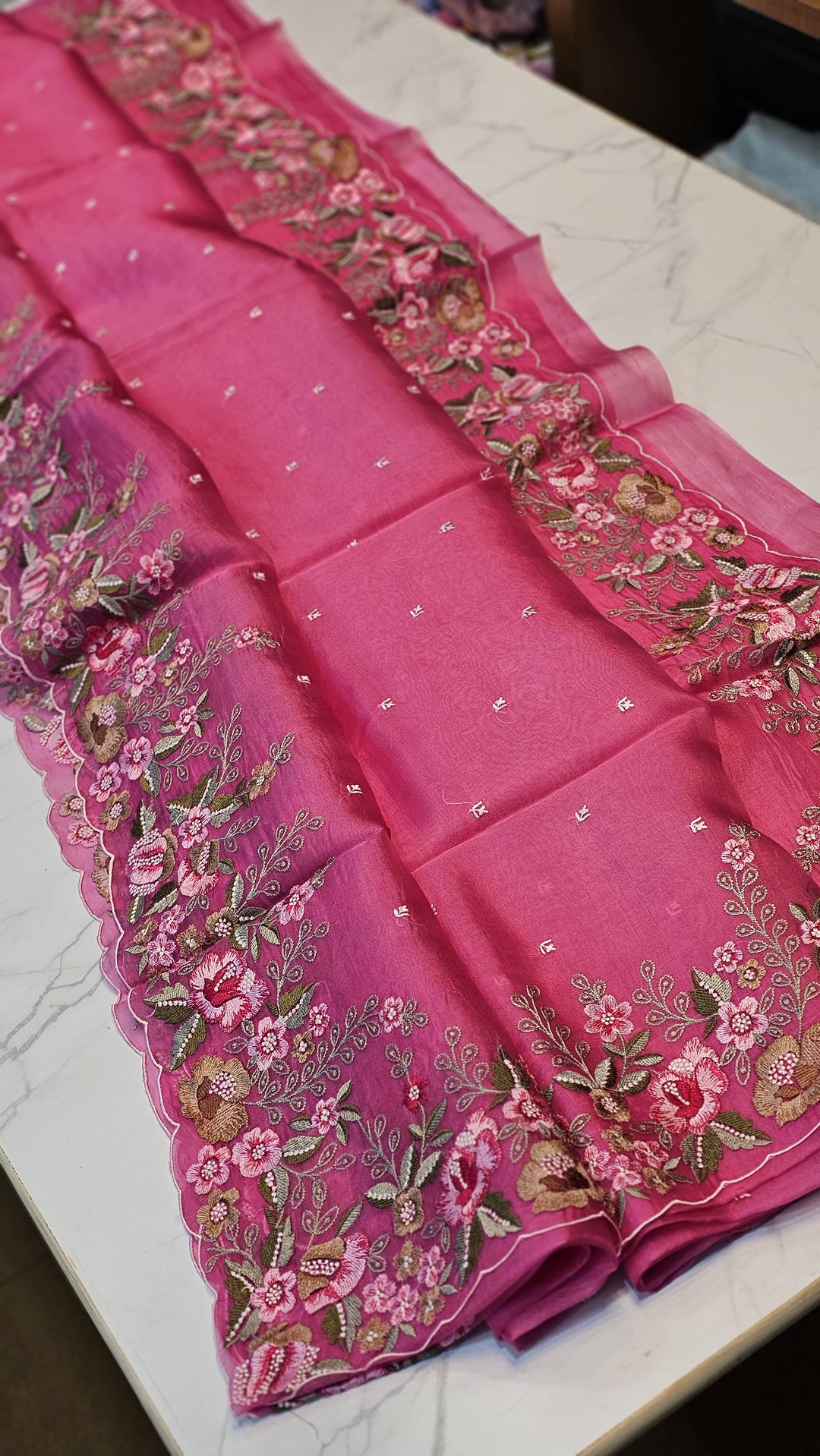 GULNAR-ROSE PINK organza drape
