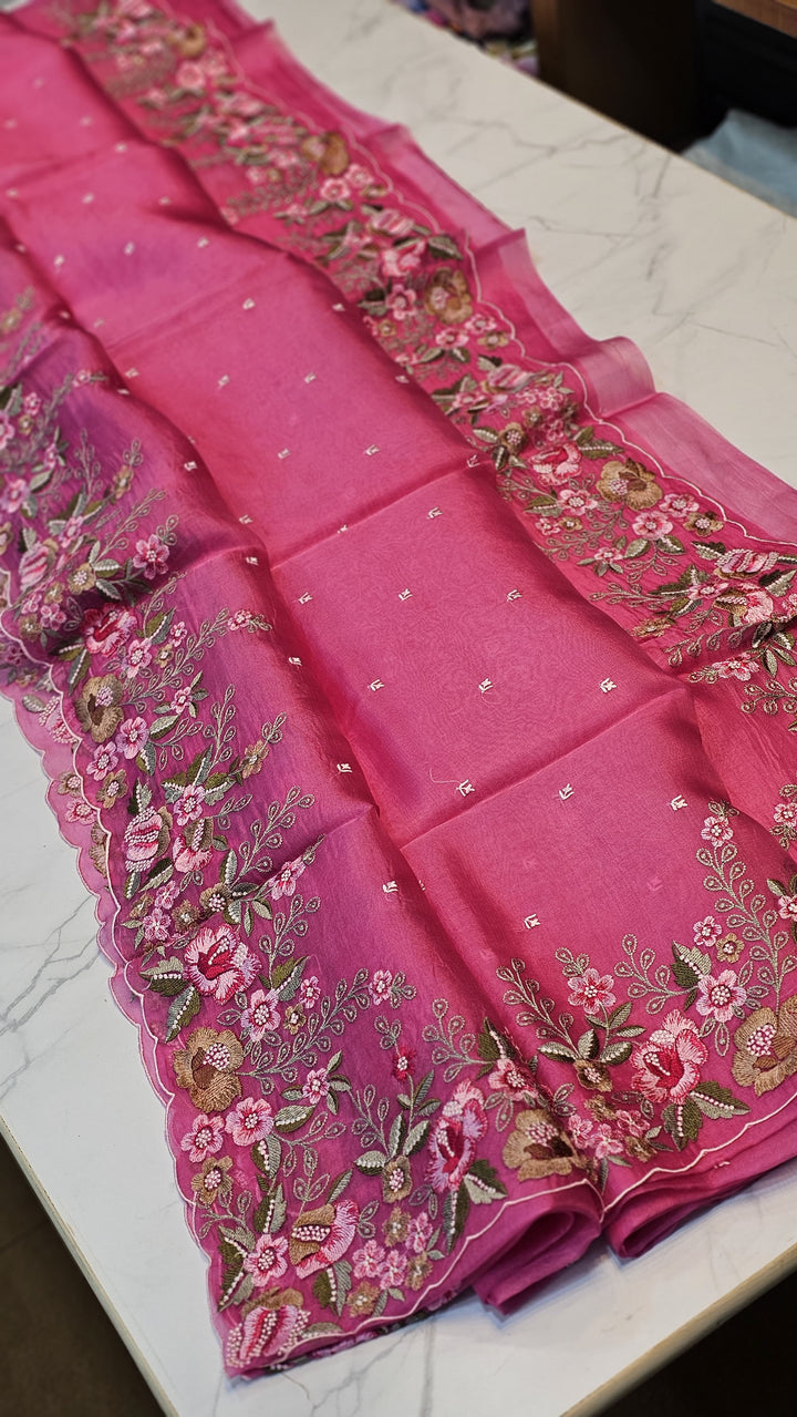 GULNAR-ROSE PINK organza drape