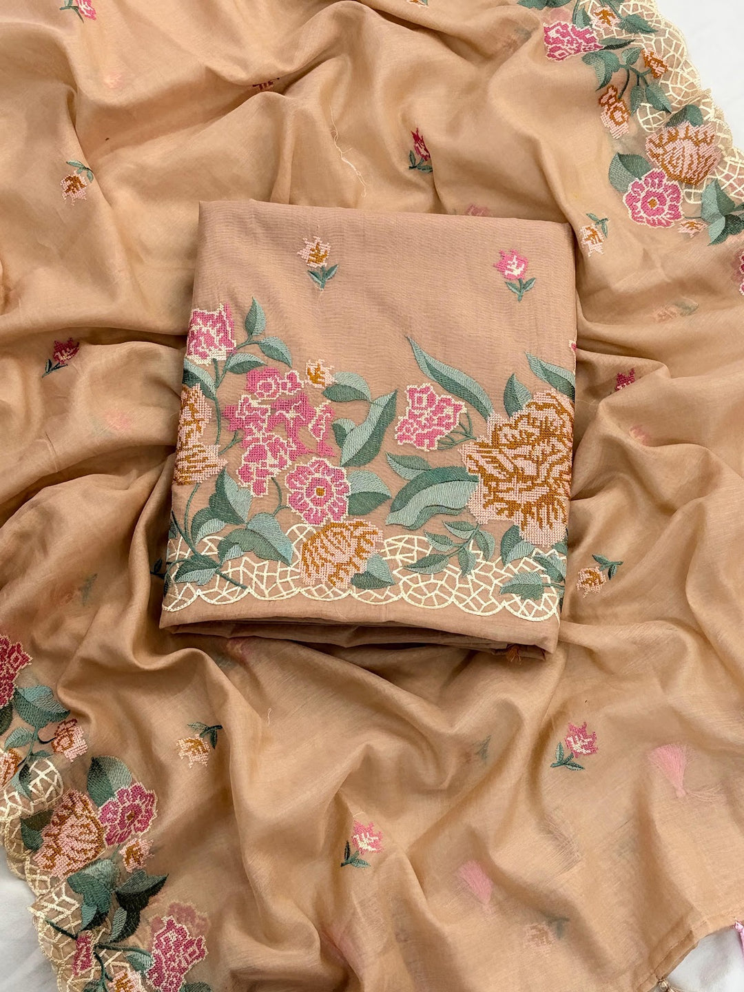 Honey Tapestry Suit mul chanderi embroidered suit set