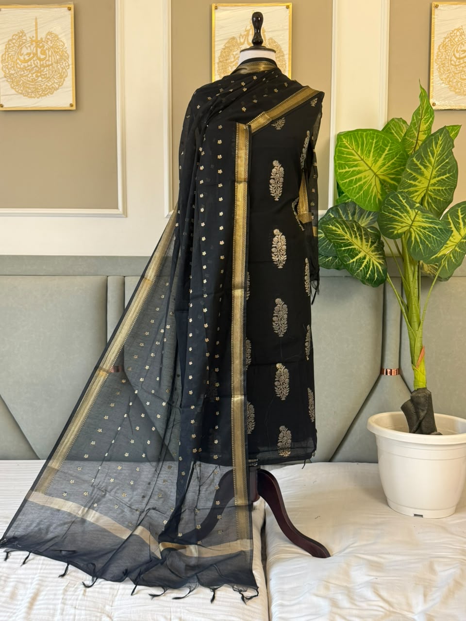 NAZIA-BLACK Banarasi chanderi suit