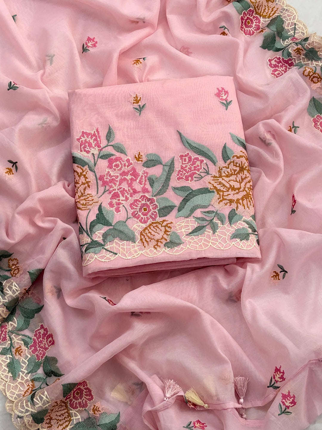 Blush Tapestry Suit mul chanderi embroidered suit set