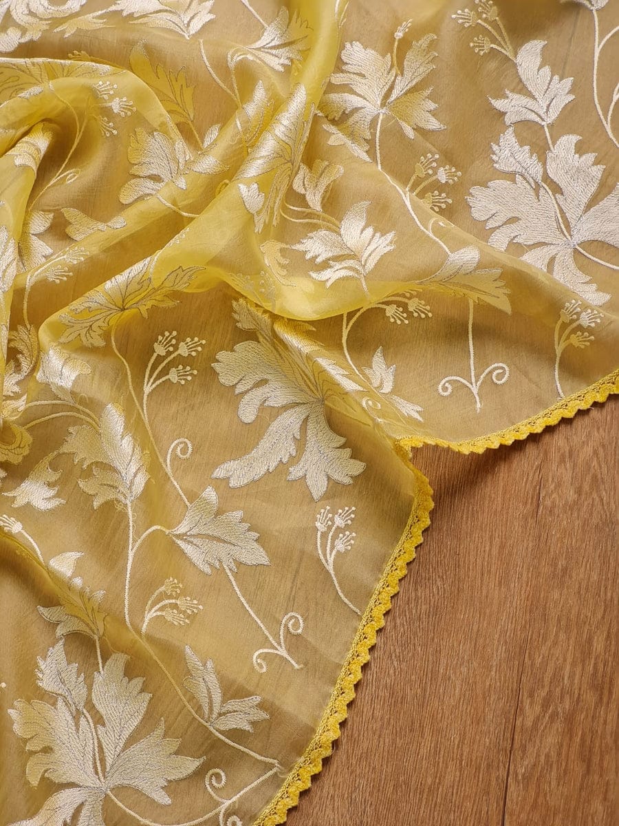 BENAZIR-LEMON YELLOW lace border