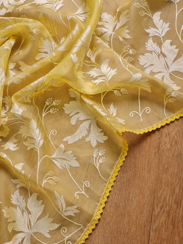 BENAZIR-LEMON YELLOW lace border