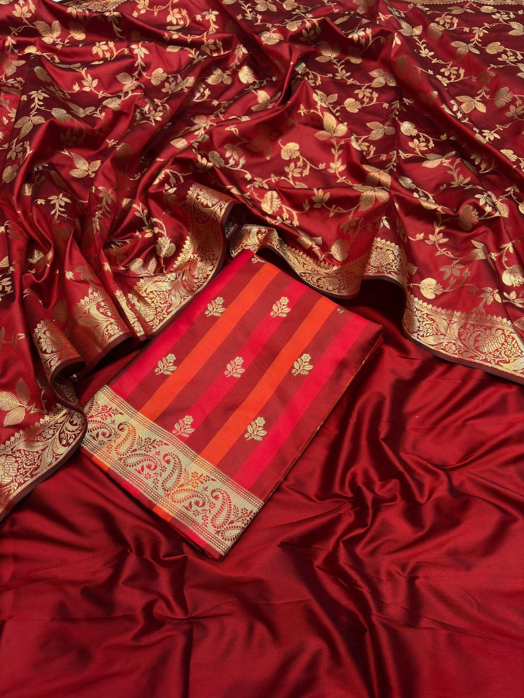 SHEHNAAZ-MAROON Banarasi silk suit