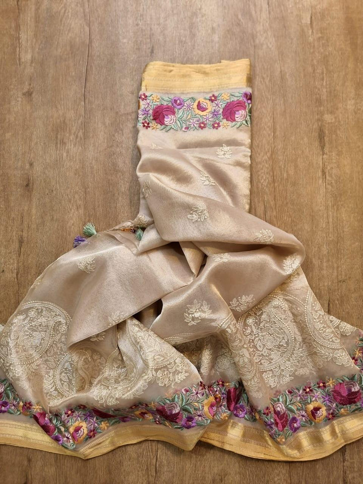 GULBAHAR-GOLD paisley and border