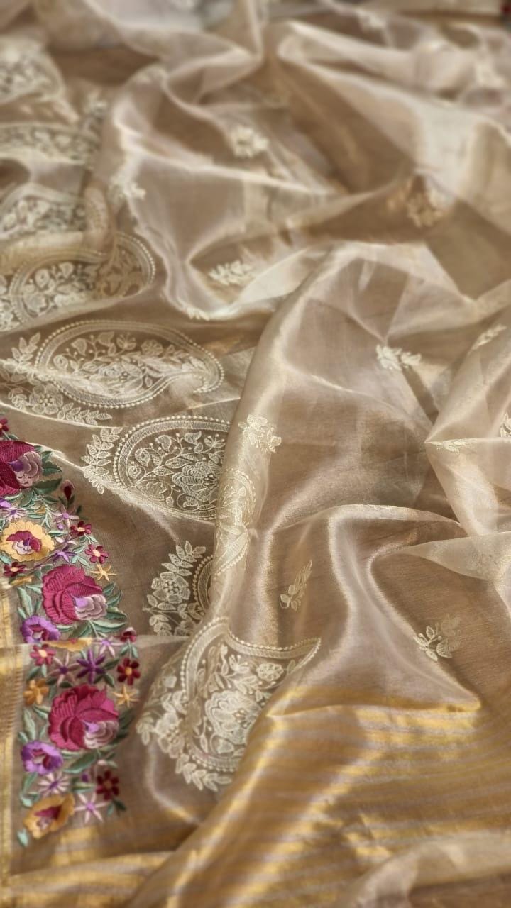 GULBAHAR-GOLD chikankari paisleys