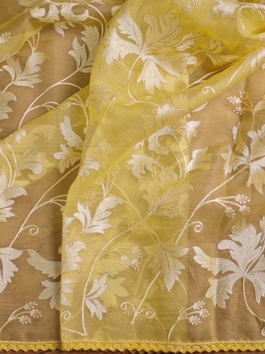 BENAZIR-LEMON YELLOW embroidery detail