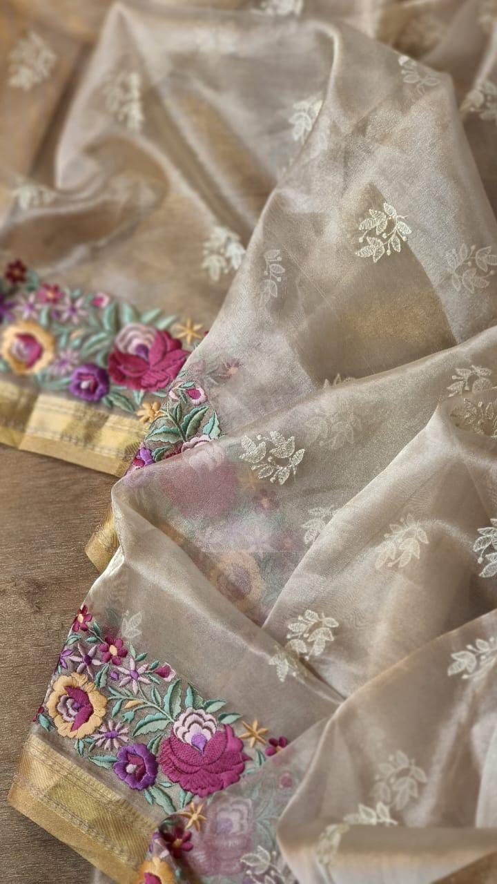 GULBAHAR-GOLD tissue silk drape