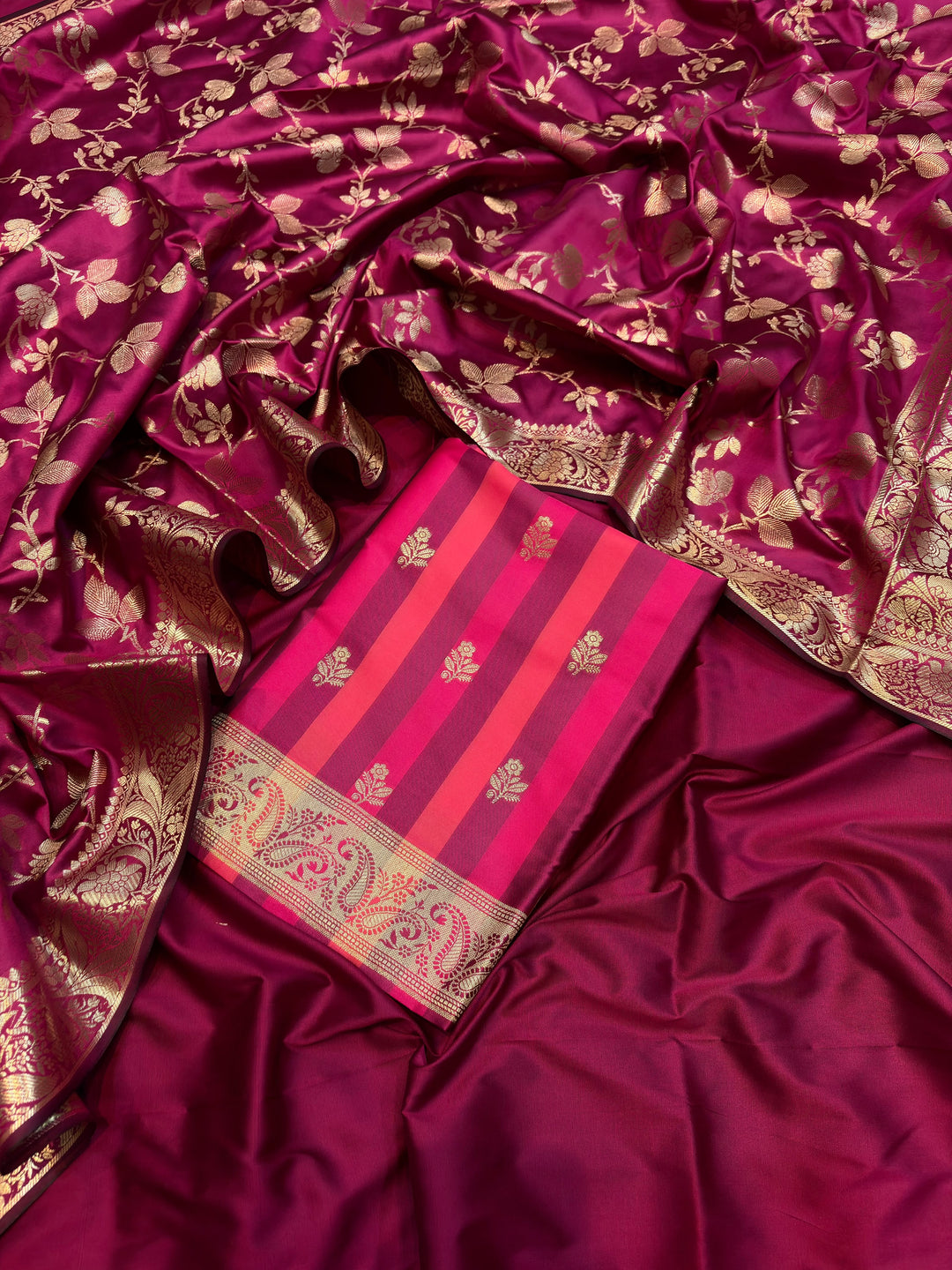 SHEHNAAZ-MAGENTA Banarasi silk suit