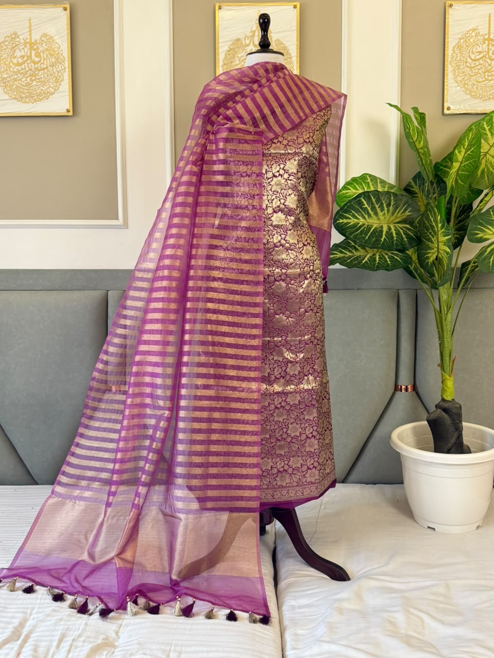 GULNAAZ-MAGENTA Banarasi zari silk brocade suit