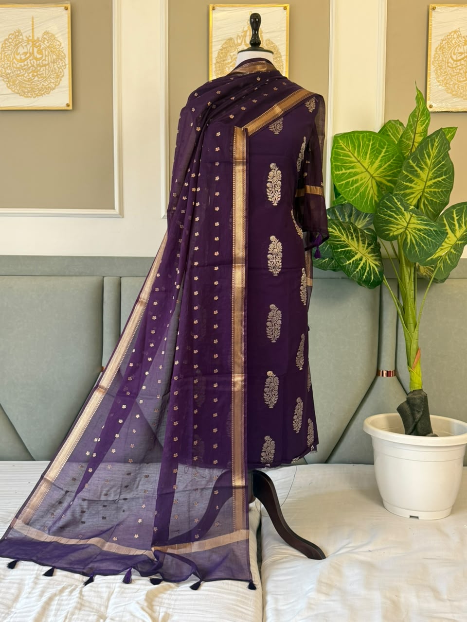 NAZIA-PURPLE Banarasi chanderi suit