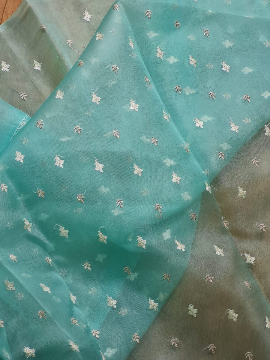 BENAZIR-SEA GREEN booti blouse