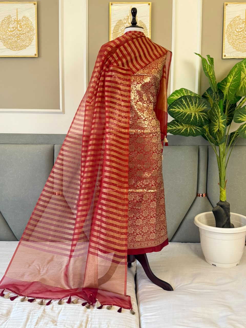 GULNAAZ-MAROON Banarasi zari silk brocade suit