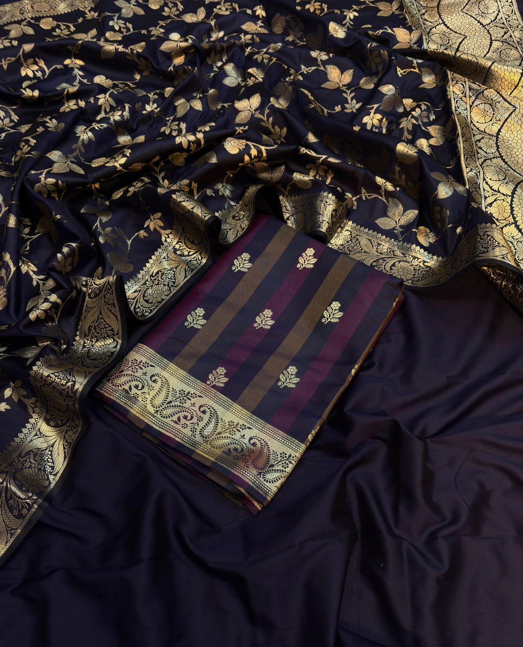 SHEHNAAZ-NAVY BLUE Banarasi silk suit