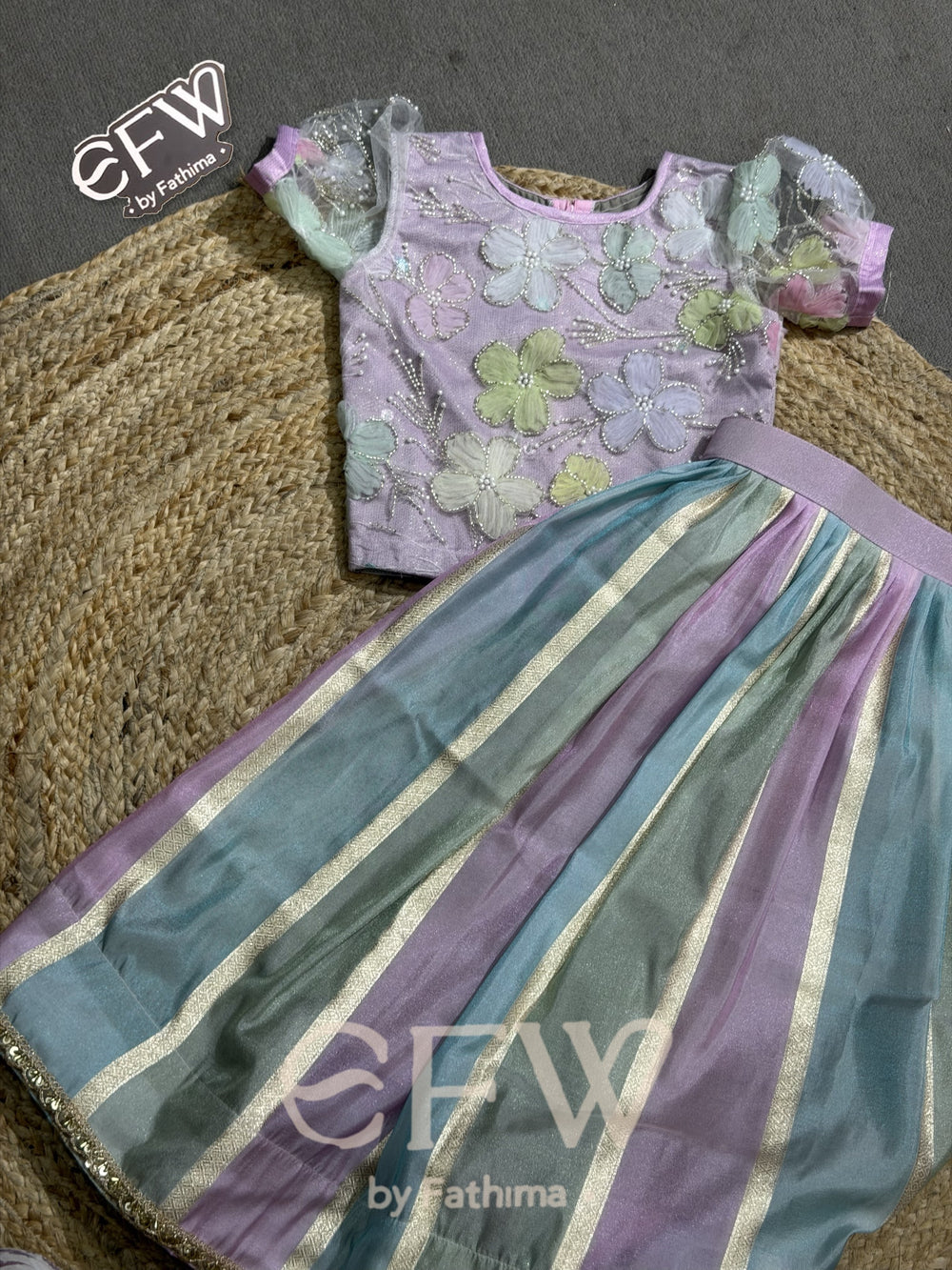 Twirly Petals kids banarasi lehenga set by EFW