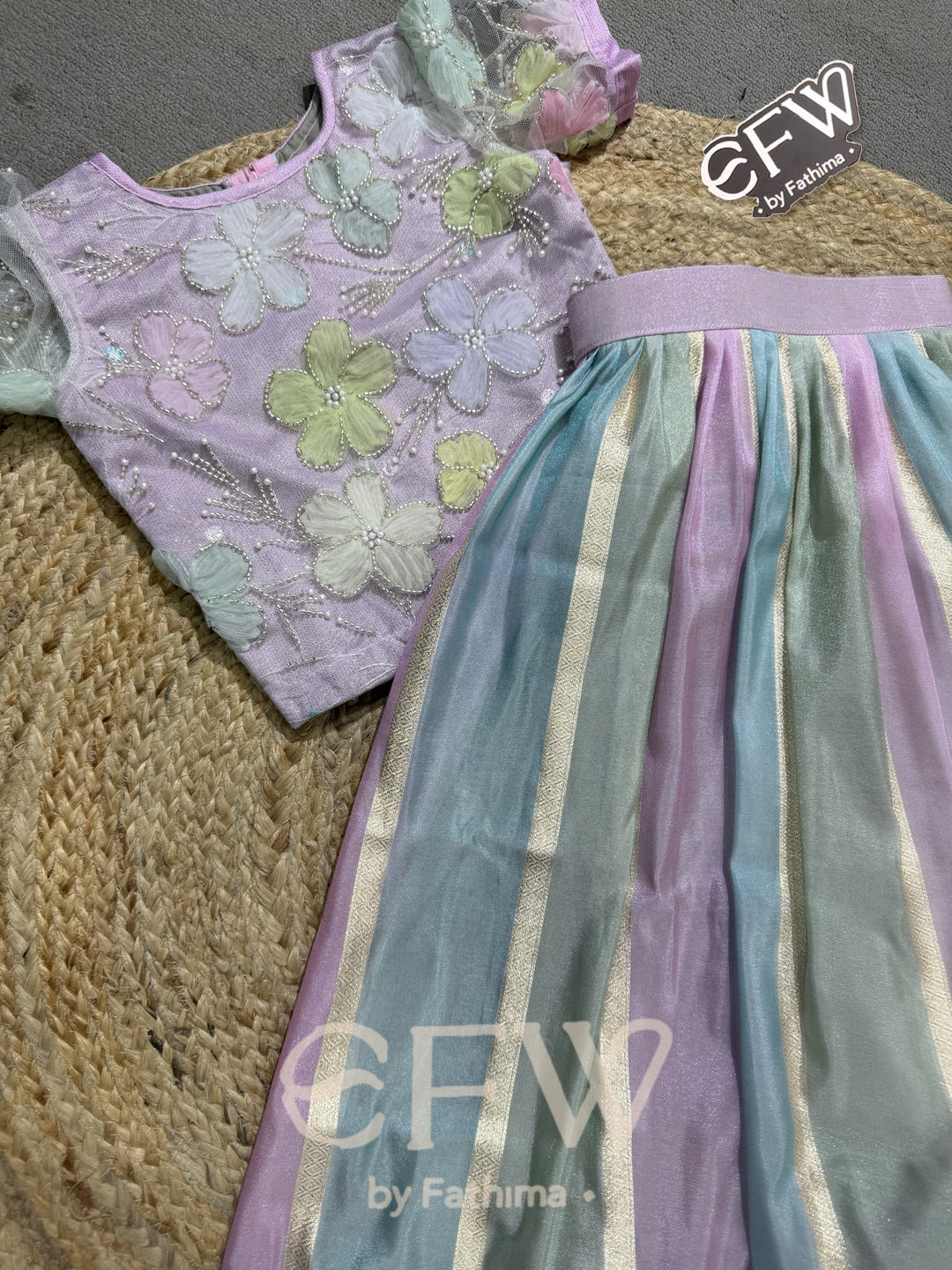Twirly Petals kids banarasi lehenga set by EFW