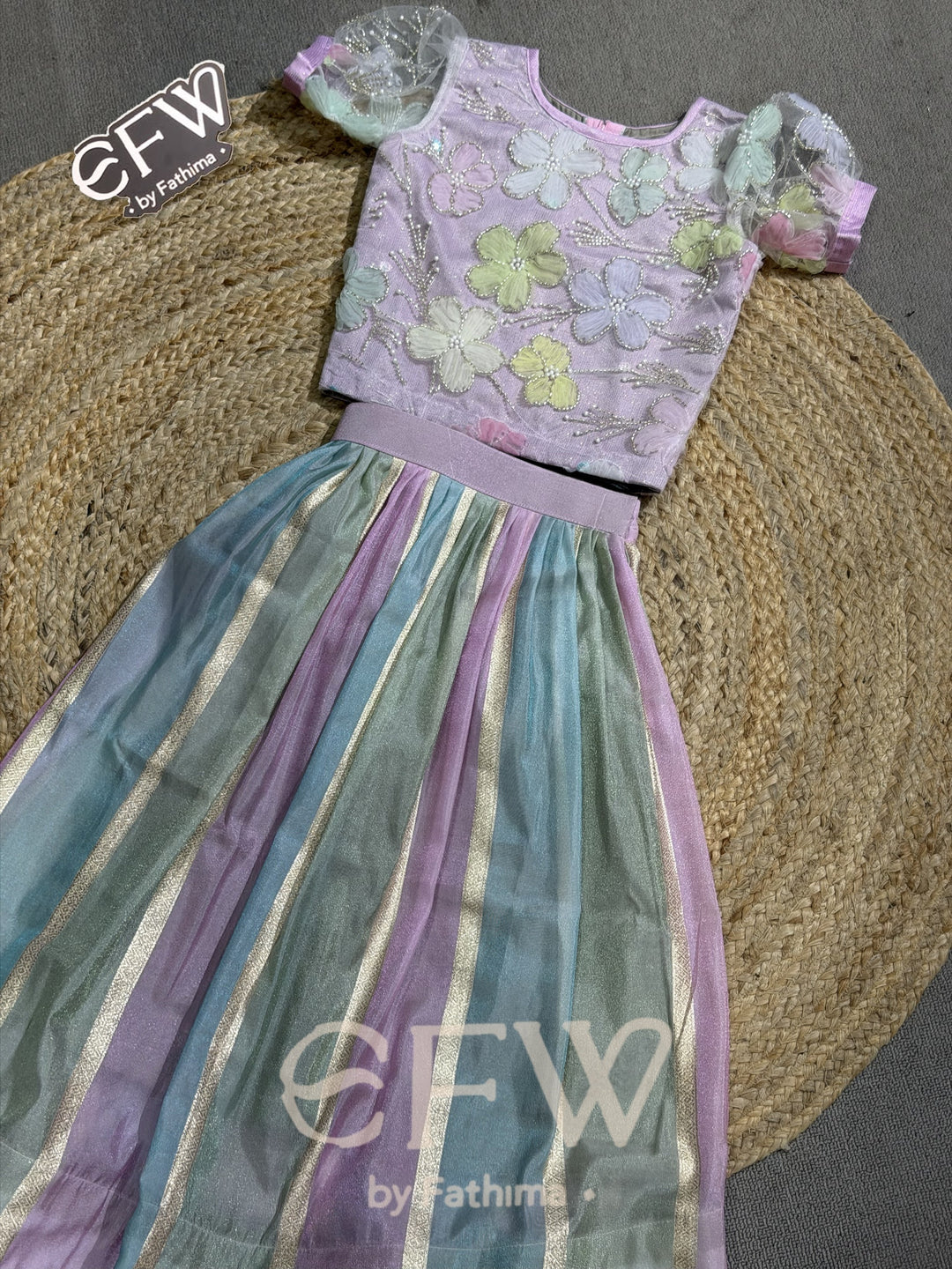 Twirly Petals kids banarasi lehenga set by EFW