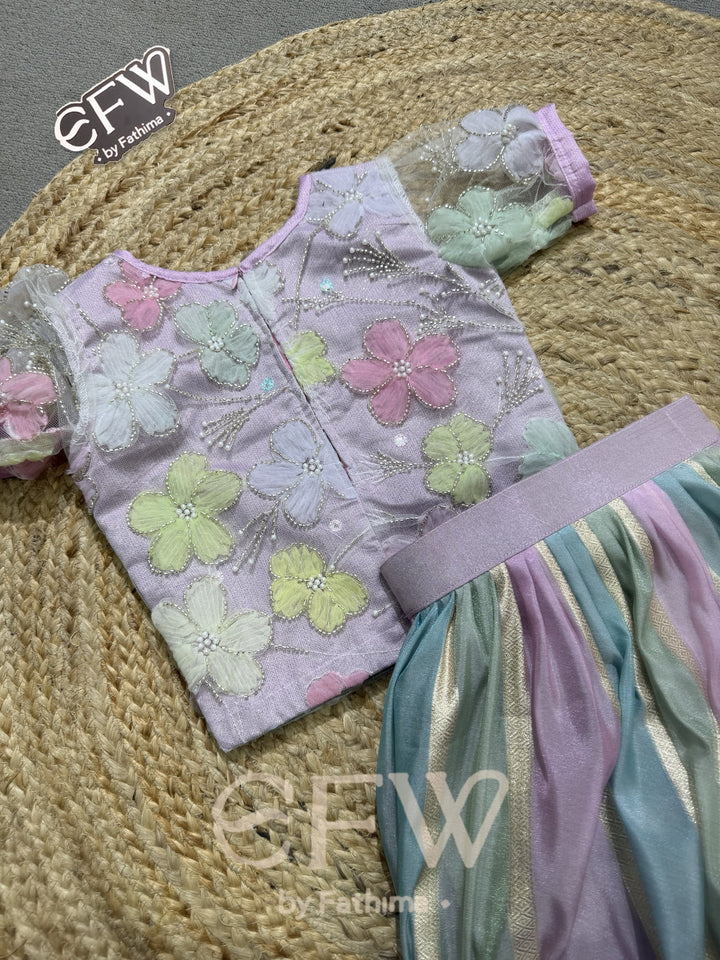 Twirly Petals kids banarasi lehenga set by EFW